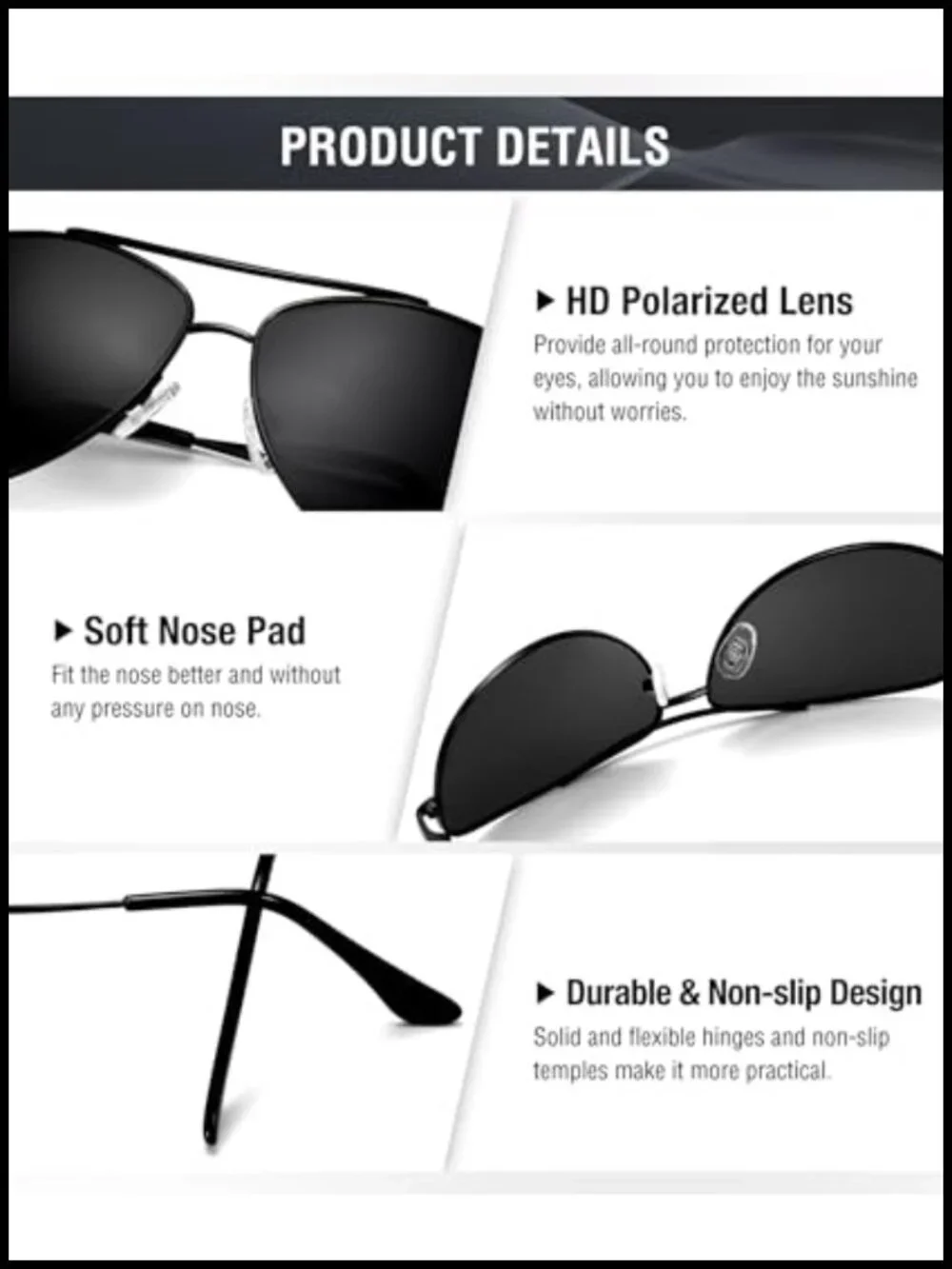 Polarized Aviator Sunglasses Lightweight UV400 Driving